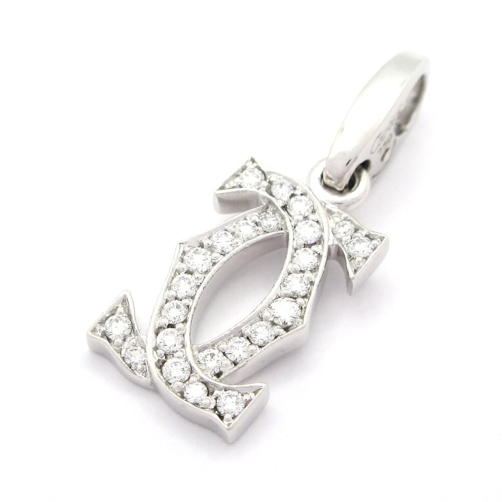 Cartier 2C diamond charm Pendant Head 18K White Gold Diamond